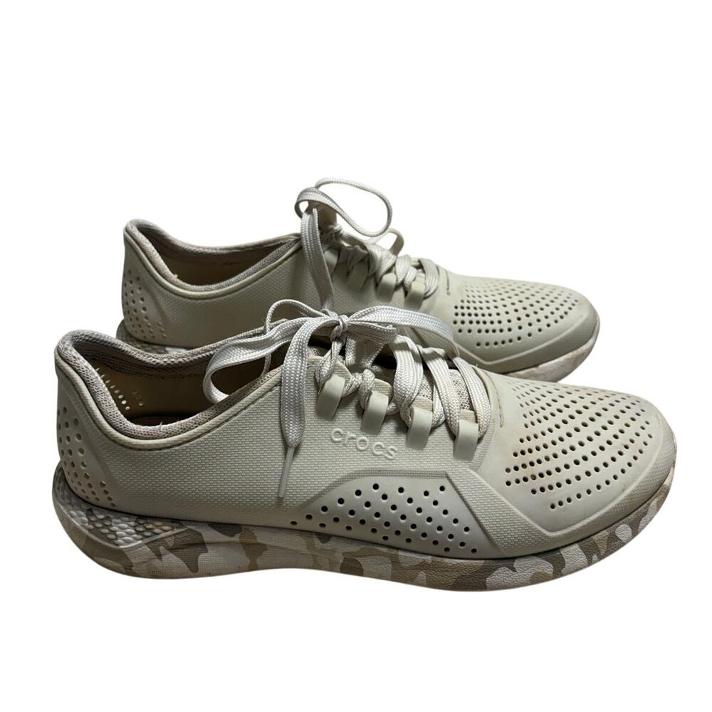 Crocs LiteRite Pacer Sneaker Women's Size 10 Neutral Camo Waterproof Lightweight